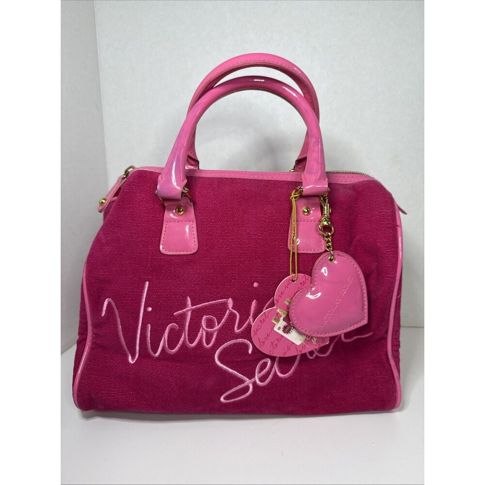 Vtg Y2K Victoria’s Secret Pink Velour Purse 90s Satchel Clueless Velvet Hand Bag